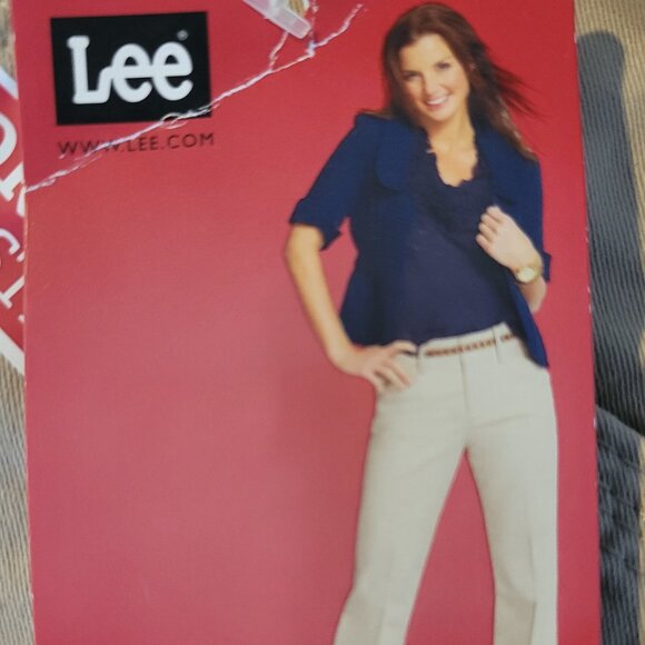 Lee Comfort Fit stretch straight leg pants, "Sahara" tan, size Misses 12 Long - Picture 12 of 15